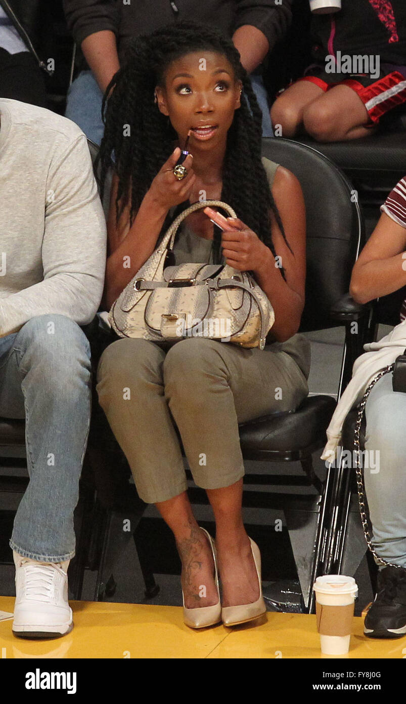 Brandy Norwood at the Los Angeles Lakers game. The Los Angeles Lakers
