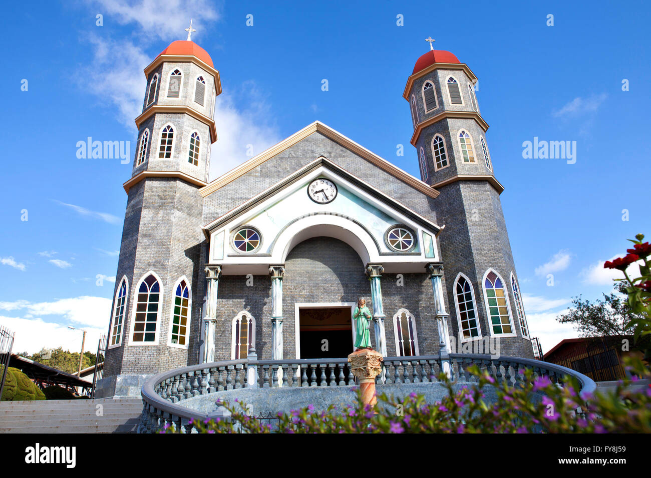 The colorful catholic church of Zarcero, Costa Rica Stock Photo