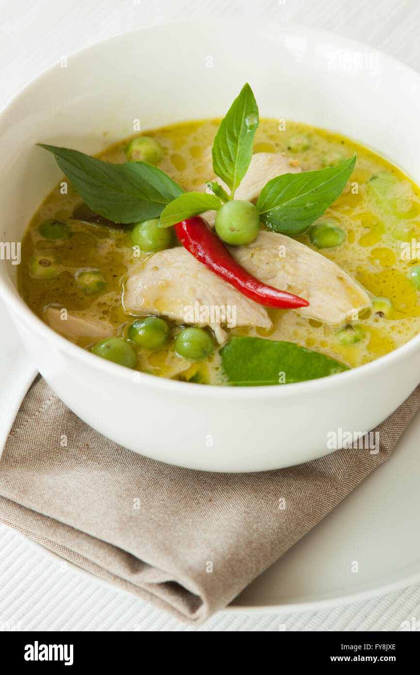 Thai chicken green curry. Stock Photo