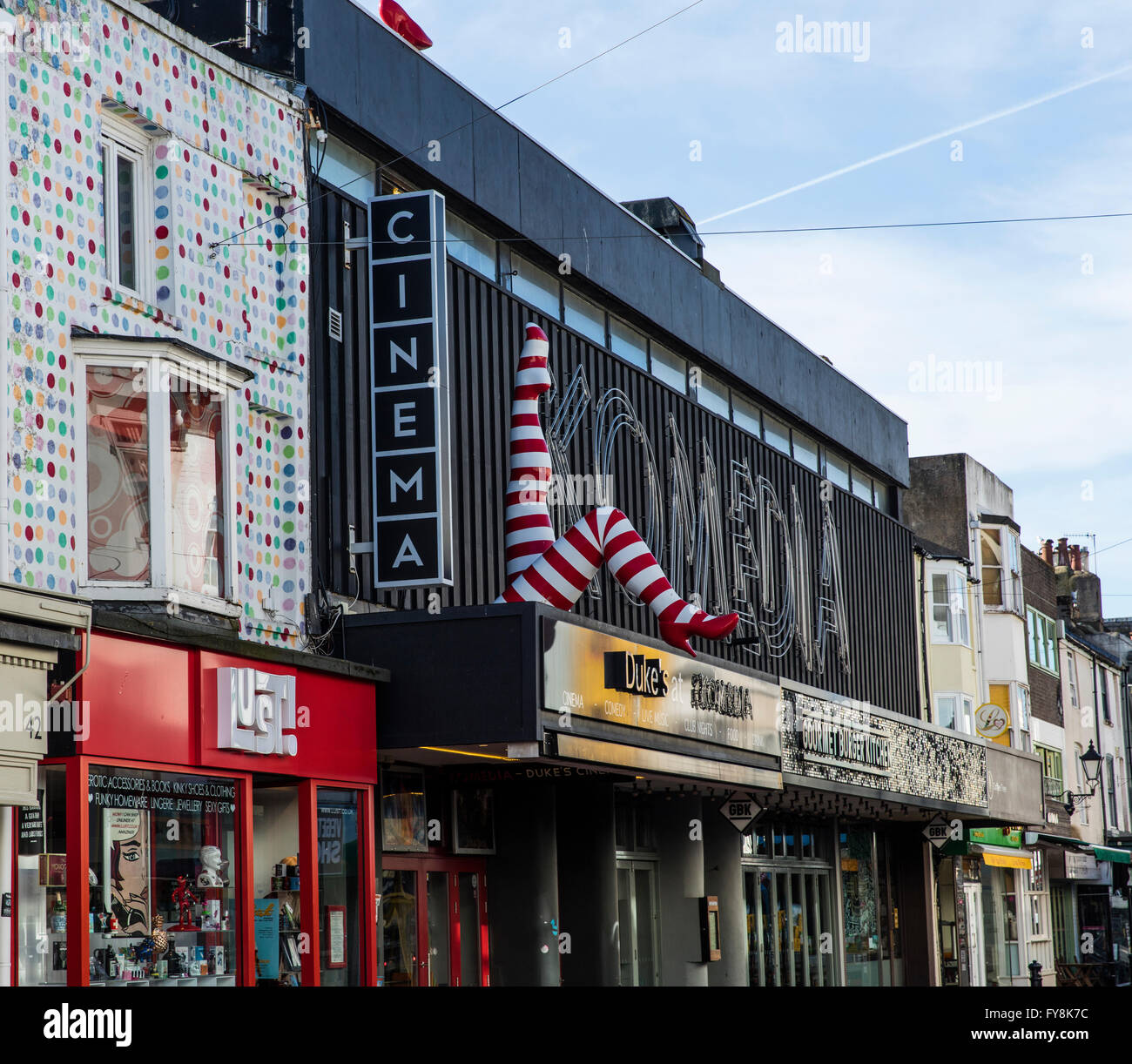 View of Duke's at Komedia cinema and night club in Gardner street in Brighton Sussex Stock Photo