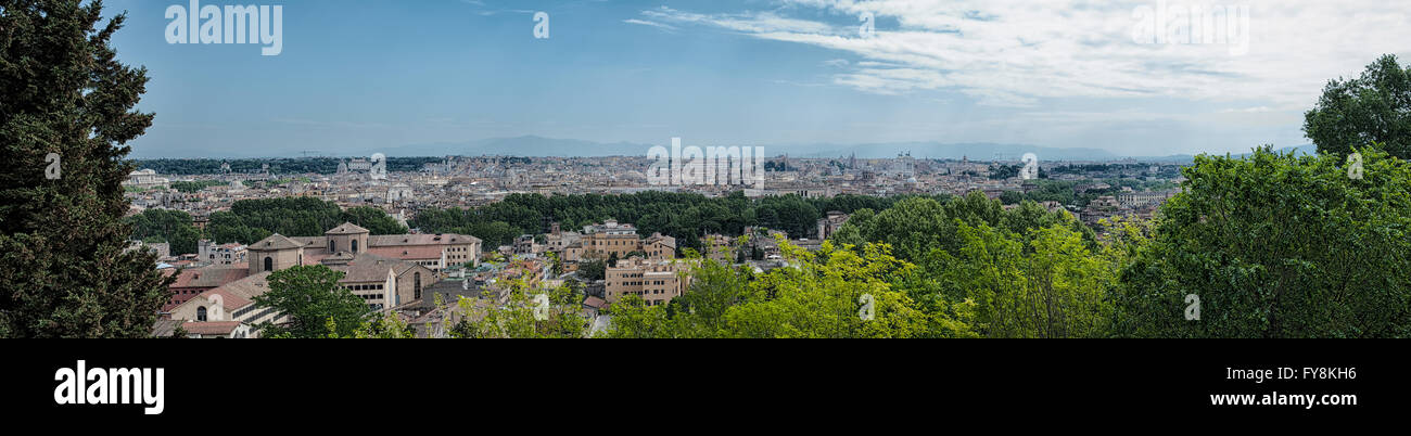 Large and scenic view of Rome skyline with dramatic sunny light Stock Photo