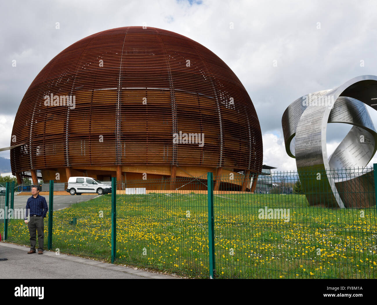 CERN, European Organization for Nuclear Research, Globe of Science and Innovation building which houses the Universe of Particle Stock Photo