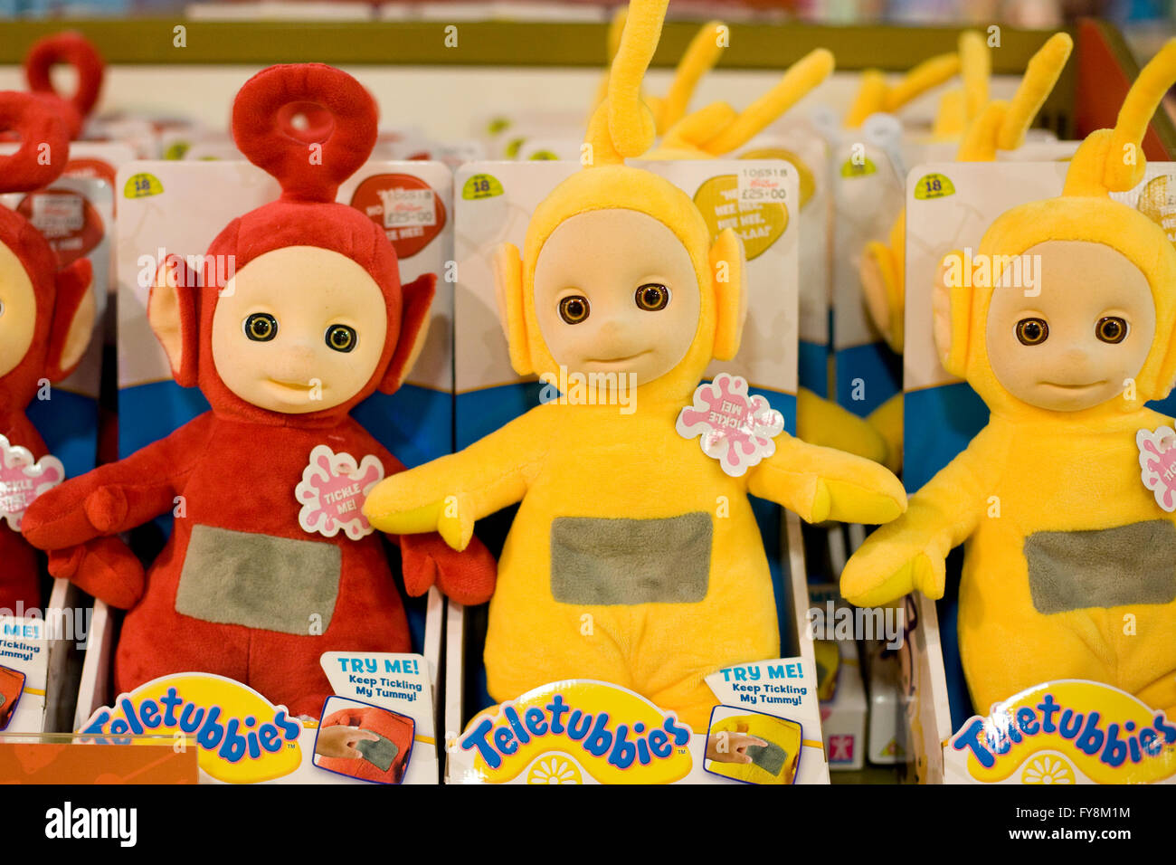 Teletubbies, Lala and Po soft toys Stock Photo