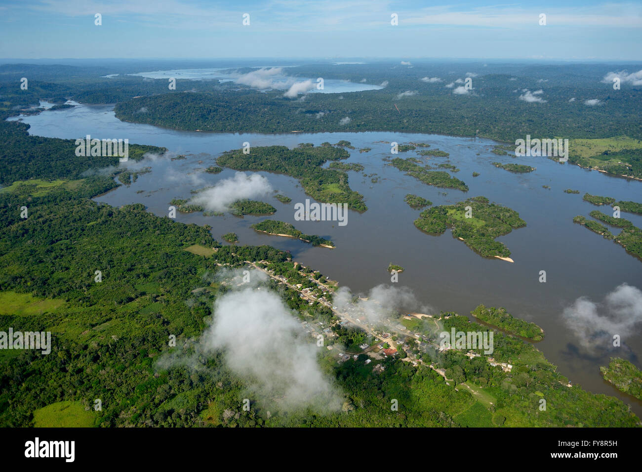 Brazil, Para, Itaituba, Amazon rainforest, Rio Tabajos, Fishing village ...