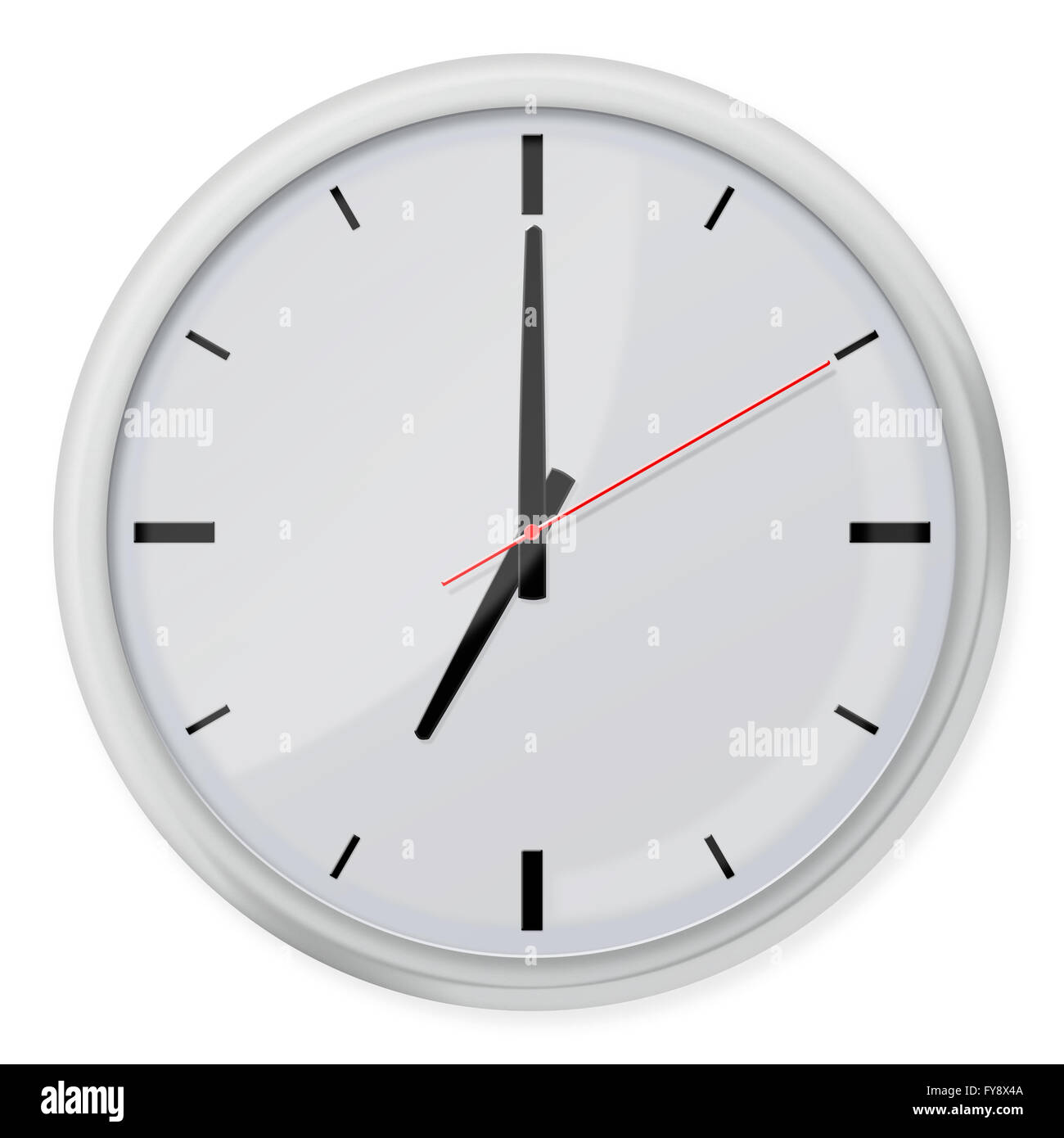 Clock without numbers with shadows isolated on white background Stock