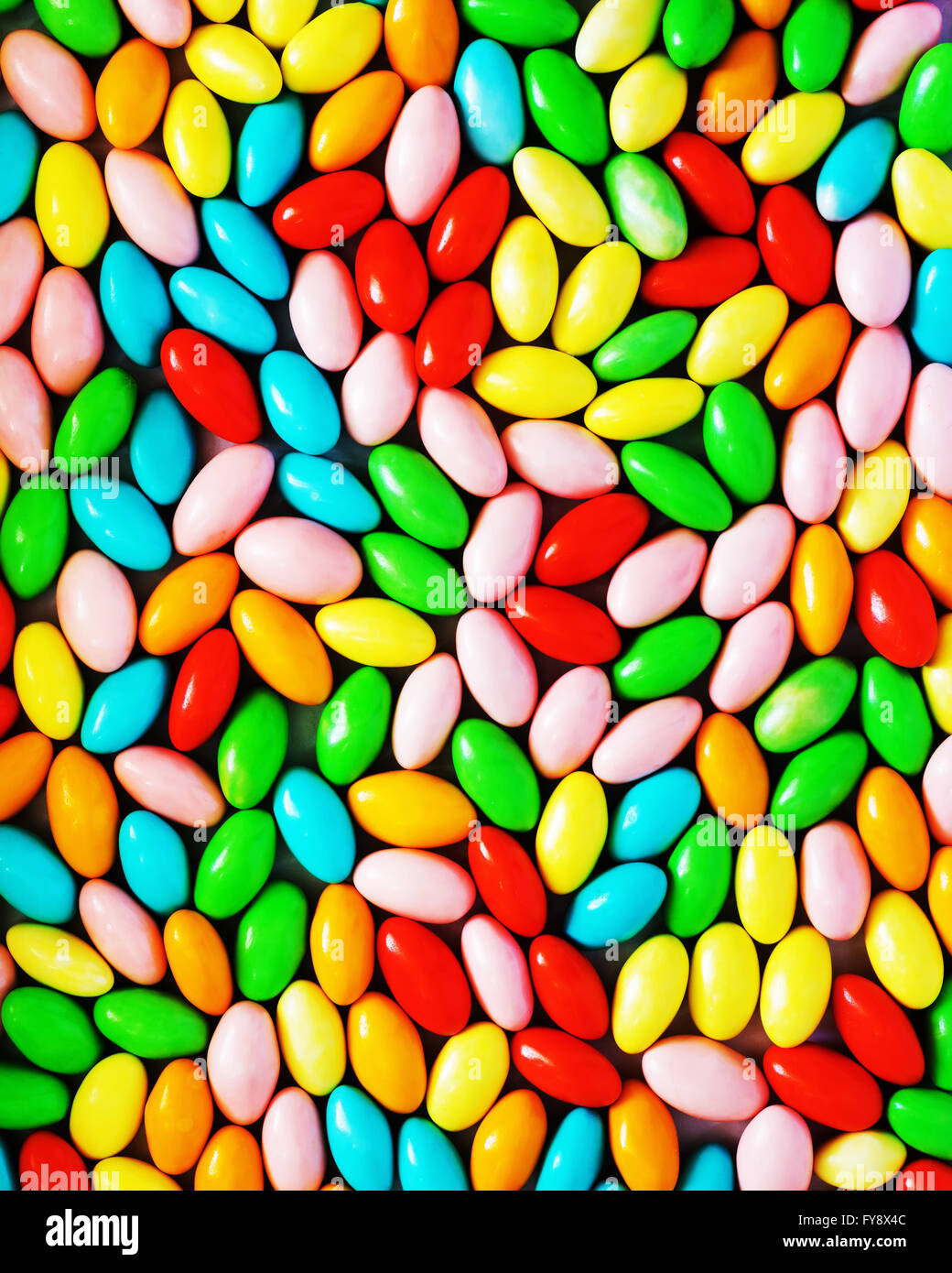 Assorted sweet jelly beans. Pile of colorful chocolate coated candy