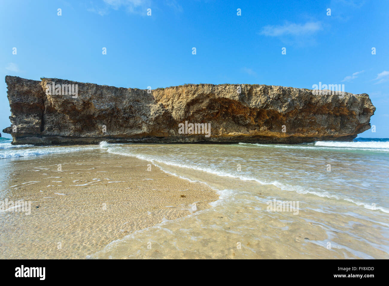 Rock on shore of Aruba Stock Photo