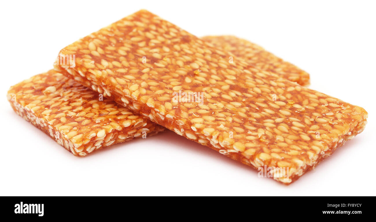 Jaggery sesame Candy that is a traditional treat in Bangladesh Stock Photo