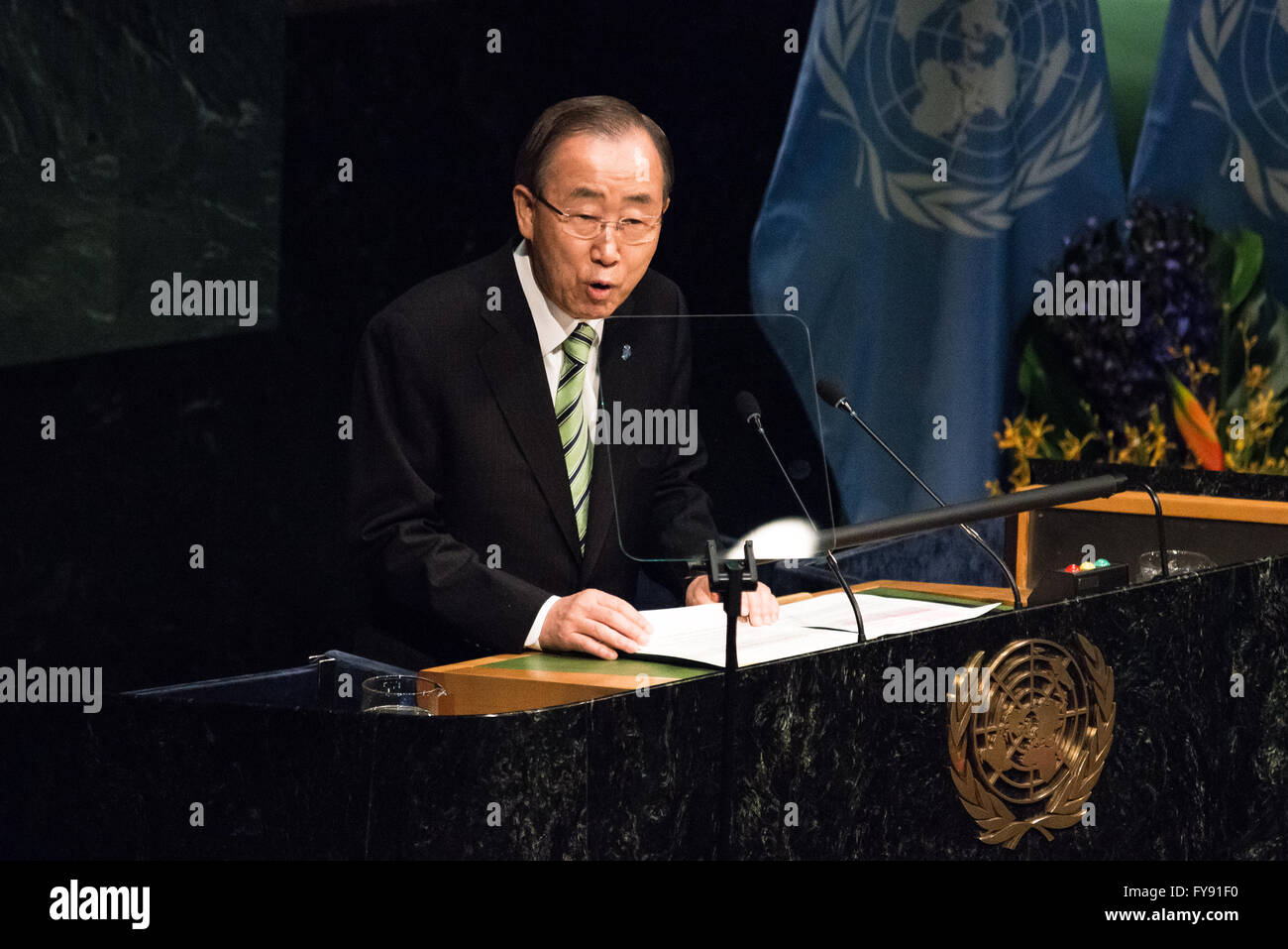 New York City, United States. 22nd Apr, 2016. UN Secretary-General Ban ...