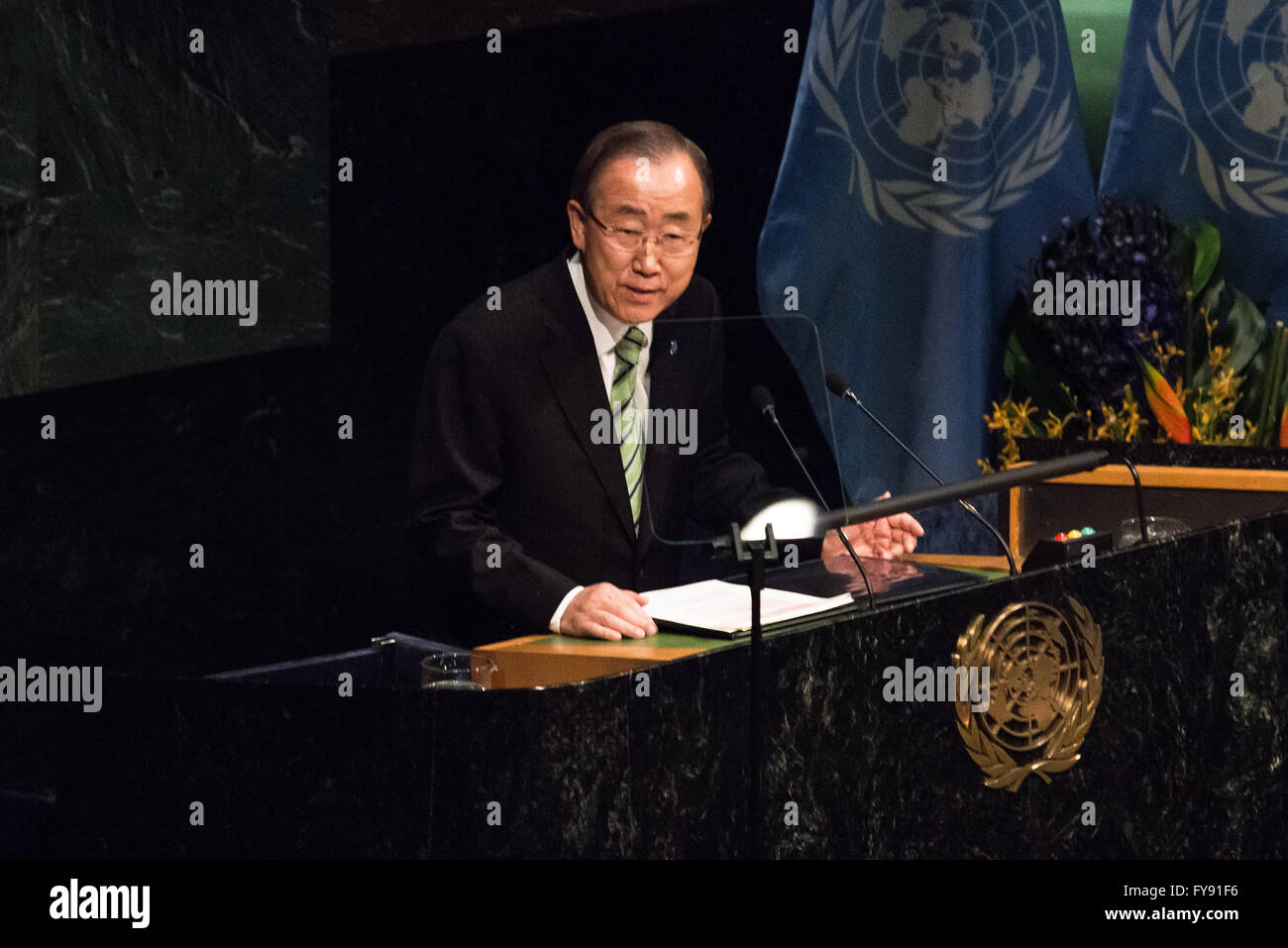 New York City, United States. 22nd Apr, 2016. UN Secretary-General Ban ...