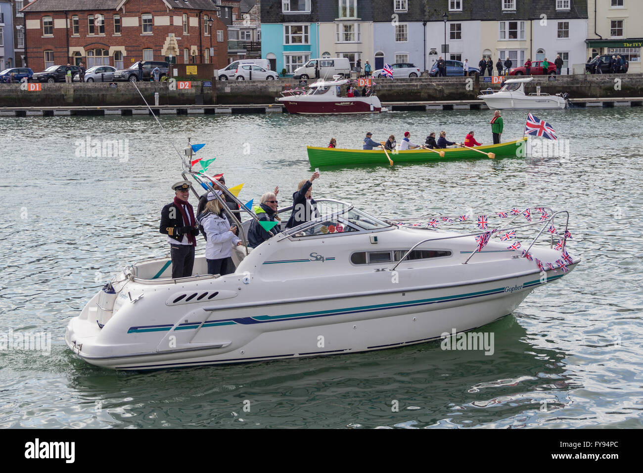 Weymouth, England. 23 April 2016. Queen's 90th Birthday Floating Tribute. Gopher. Credit:  Frances Underwood/Alamy Live News Stock Photo
