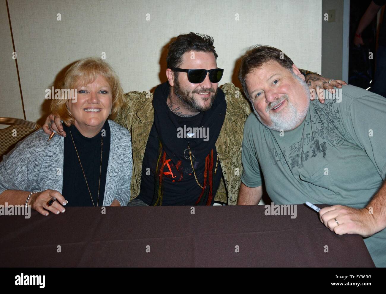 Parsippany, NJ, USA. 23rd Apr, 2016. Bam Margera with parents April Margera, Phil Margera in attendance for Chiller Theatre Toy, Model and Film Expo, Sheraton Parsippany, Parsippany, NJ April 23, 2016. Credit:  Derek Storm/Everett Collection/Alamy Live News Stock Photo