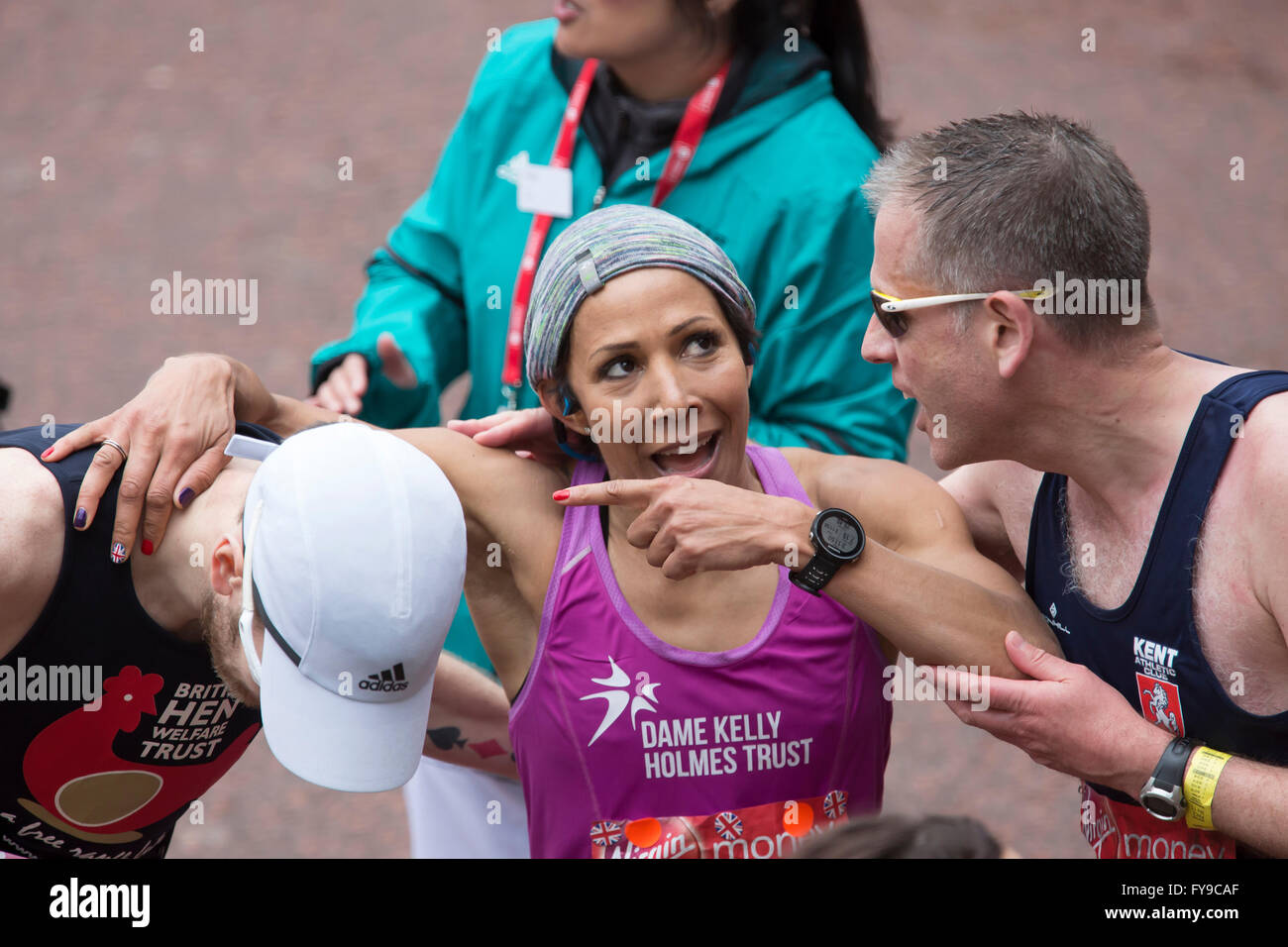 London,UK,24th April 2016,Dame Kelly Holmes completes the Virgin London Marathon 201 Credit: Keith Larby/Alamy Live News Stock Photo