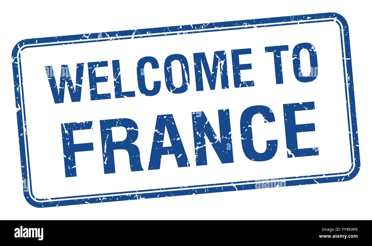 welcome to France blue grunge square stamp Stock Vector Image & Art - Alamy
