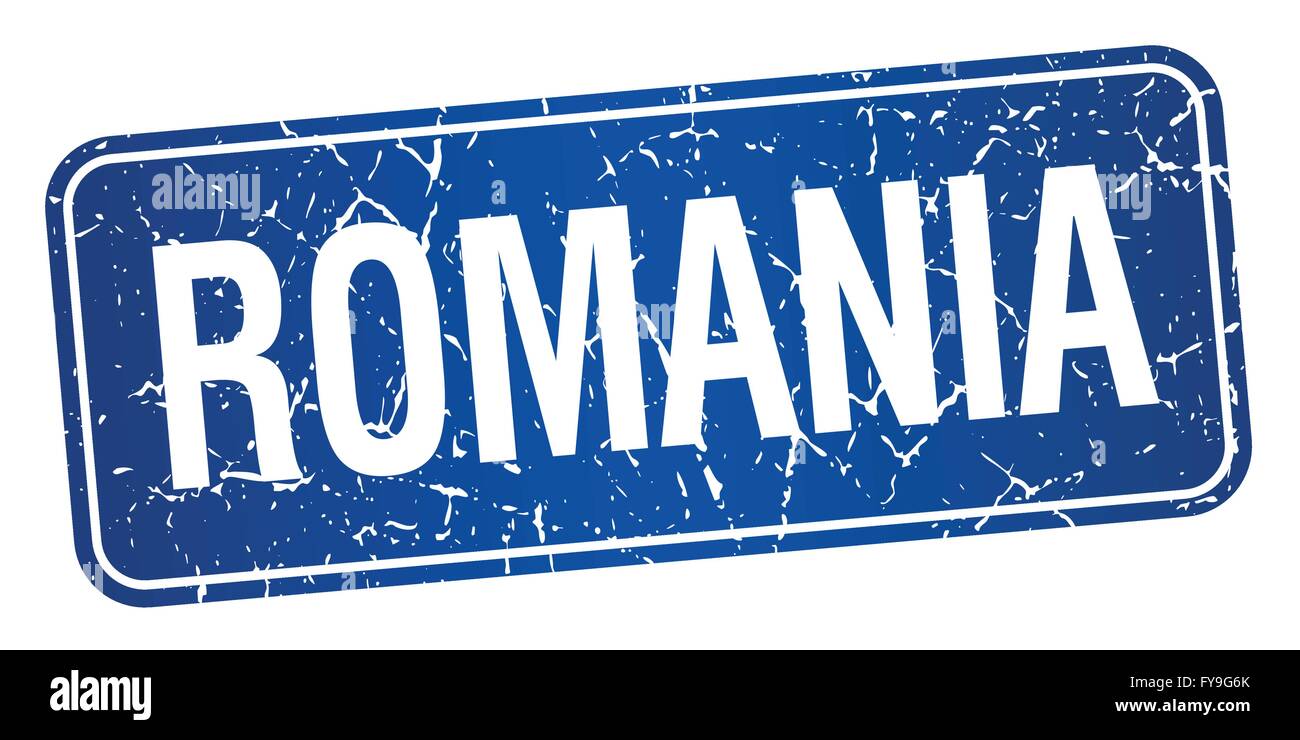 Romania blue stamp isolated on white background Stock Vector Image ...