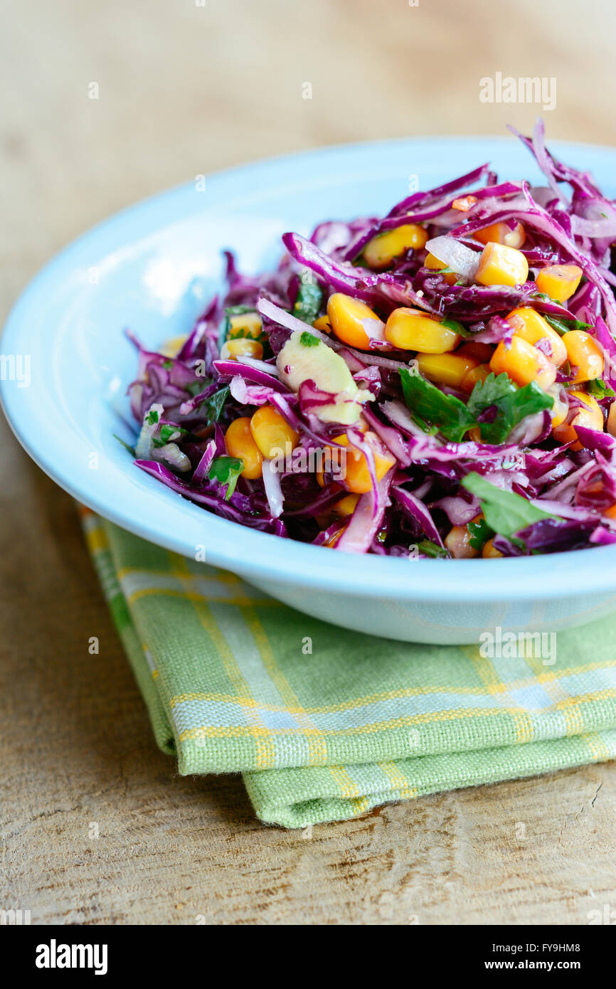 Raw Red Cabbage And Corn Salad Stock Photo Alamy