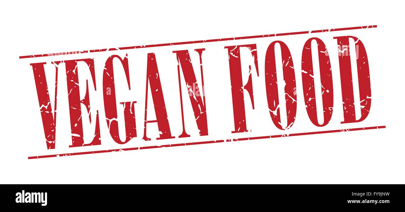 vegan food red grunge vintage stamp isolated on white background Stock ...