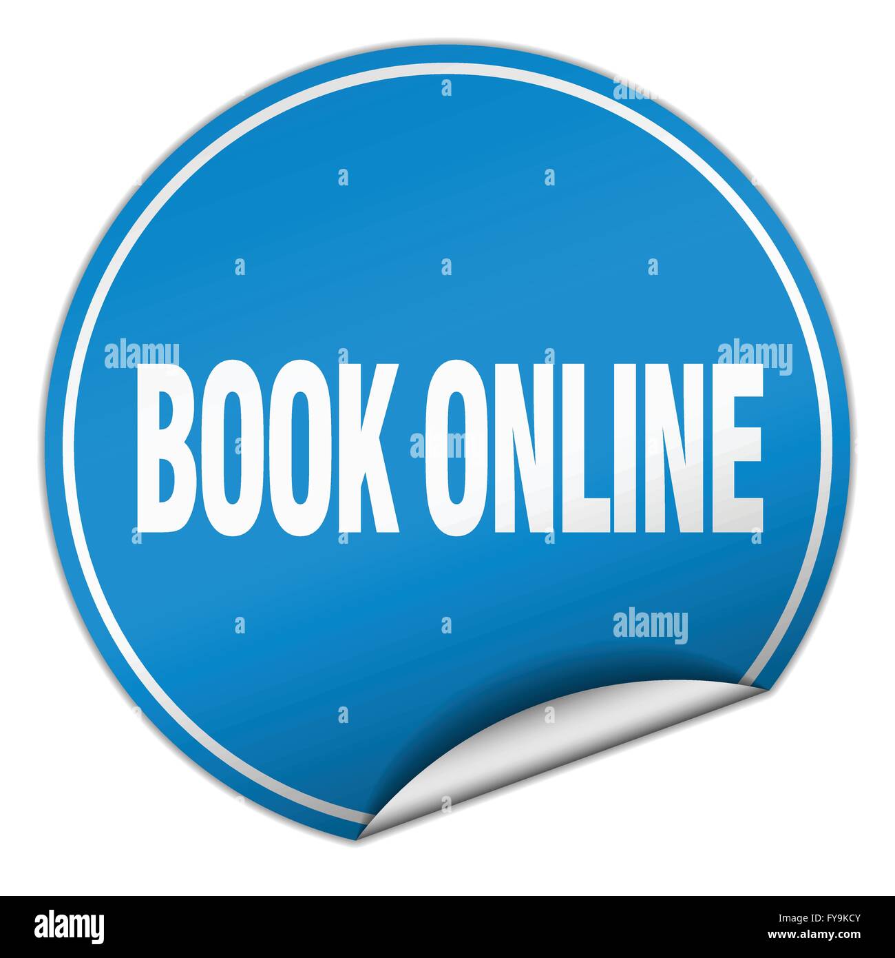 book online round blue sticker isolated on white Stock Vector Image ...
