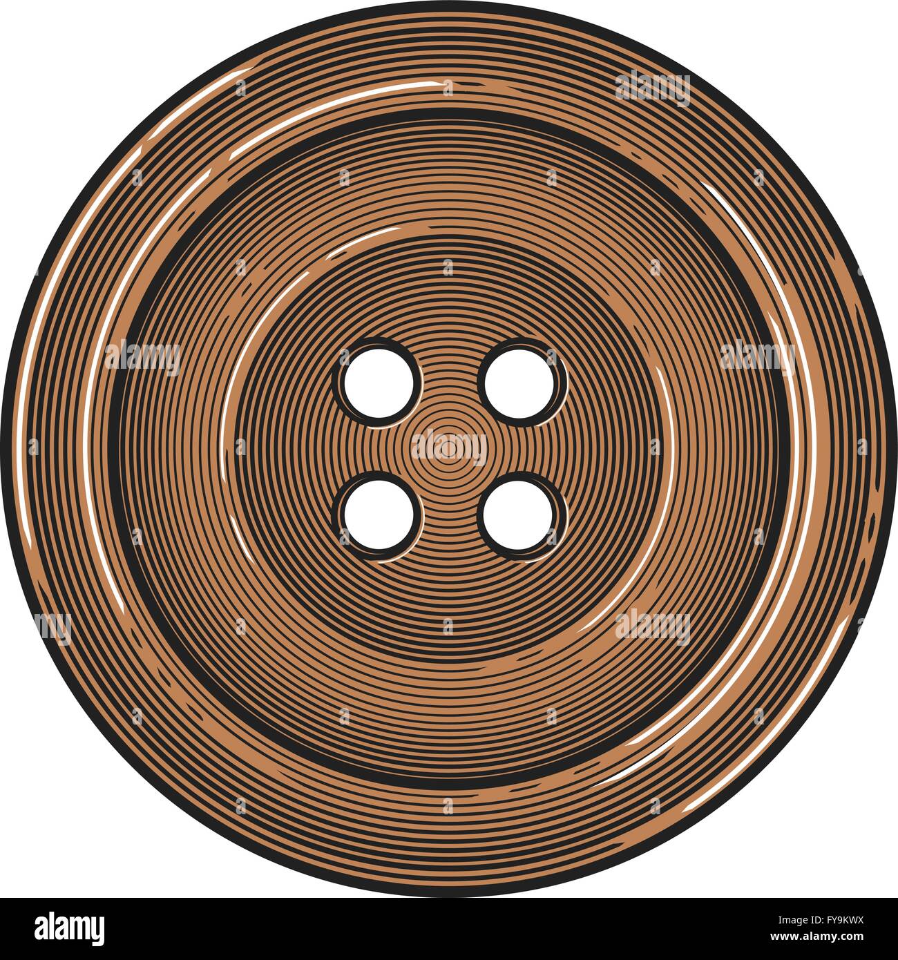 Sewing button in vintage engraving style (Vector illustration Stock