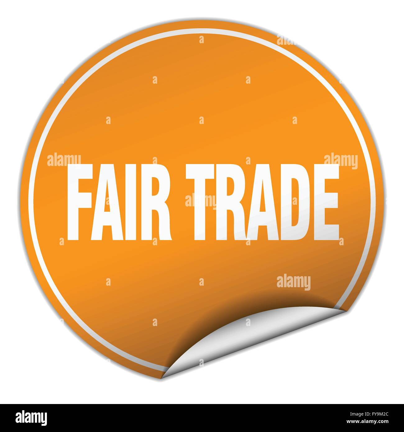 fair trade round orange sticker isolated on white Stock Vector Image