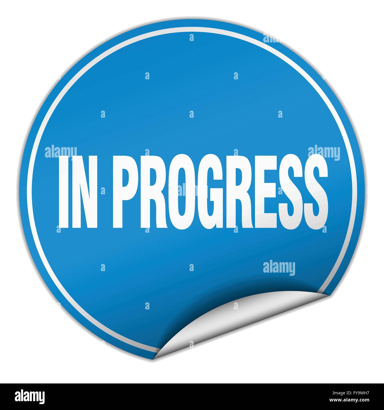 in progress round blue sticker isolated on white Stock Vector Image ...