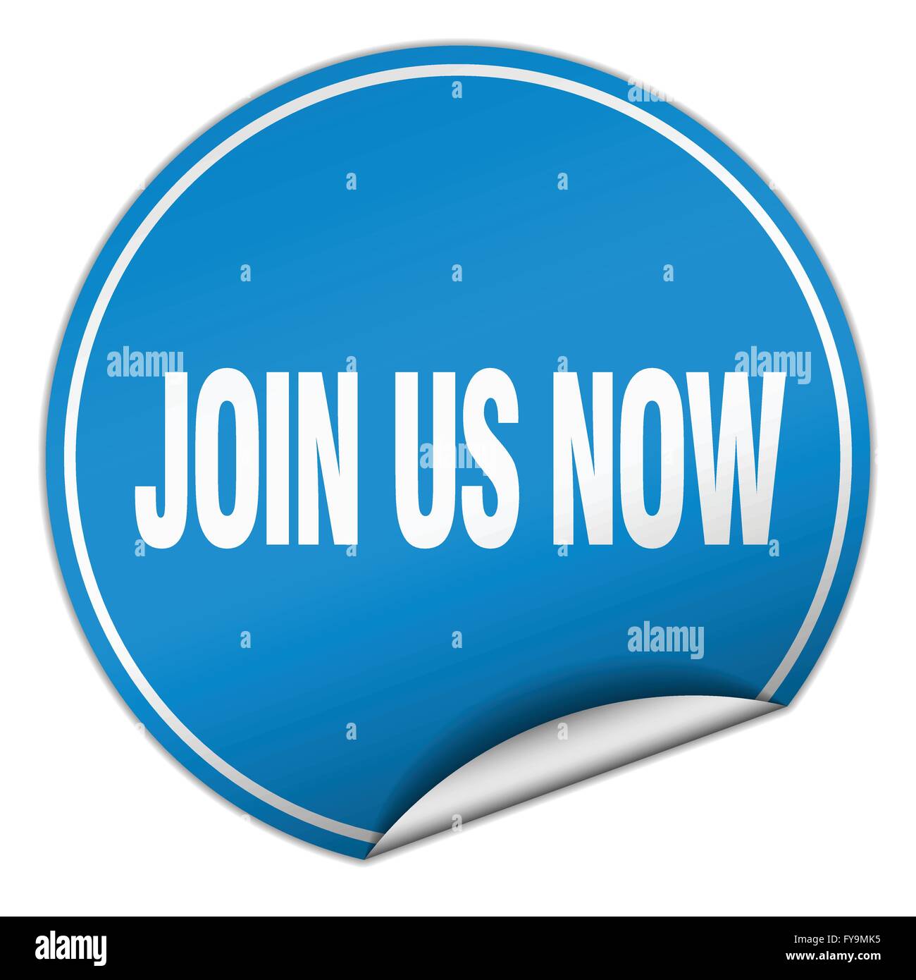 join us now round blue sticker isolated on white Stock Vector Image ...
