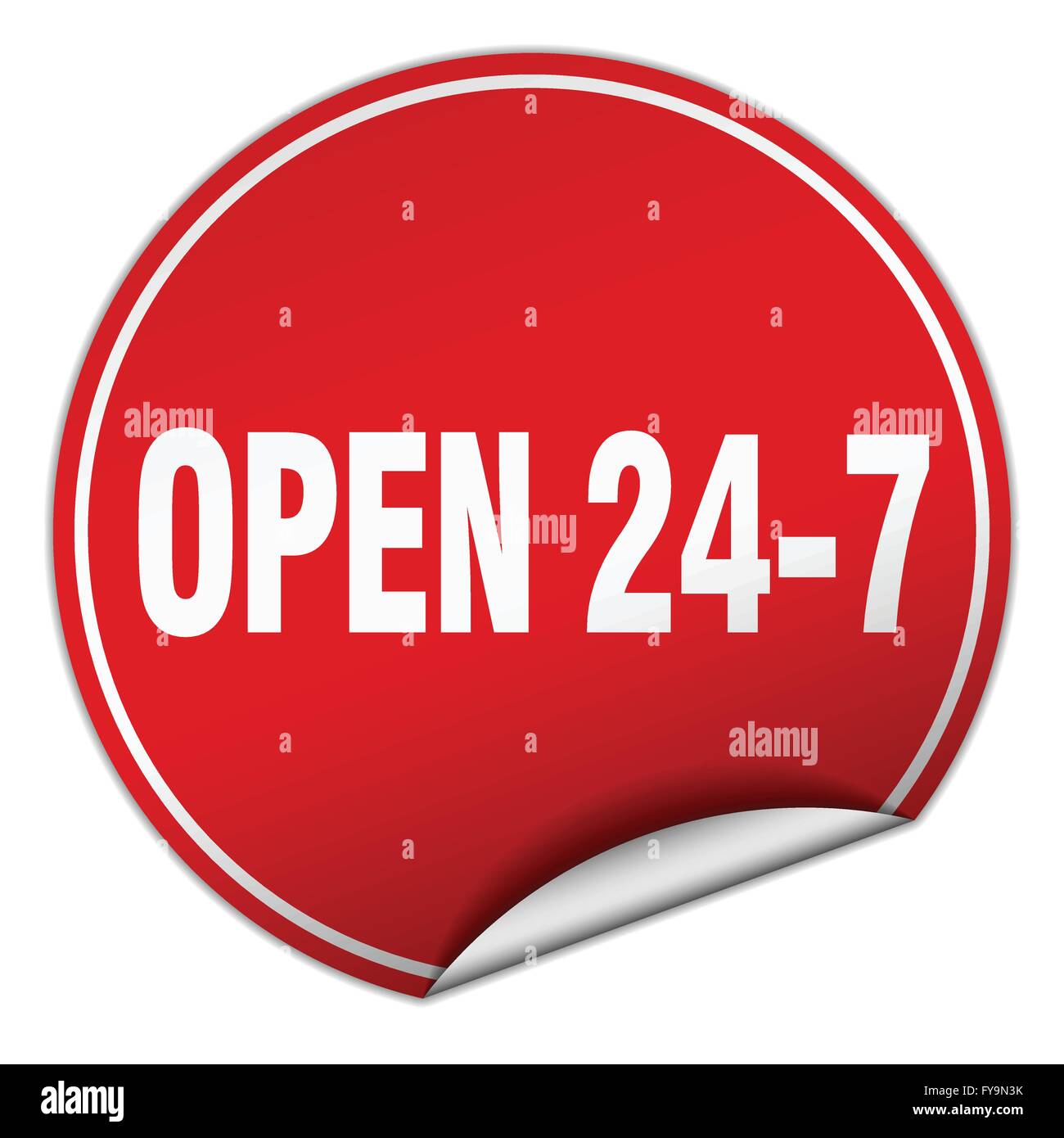 open 24 7 round red sticker isolated on white Stock Vector Image & Art ...