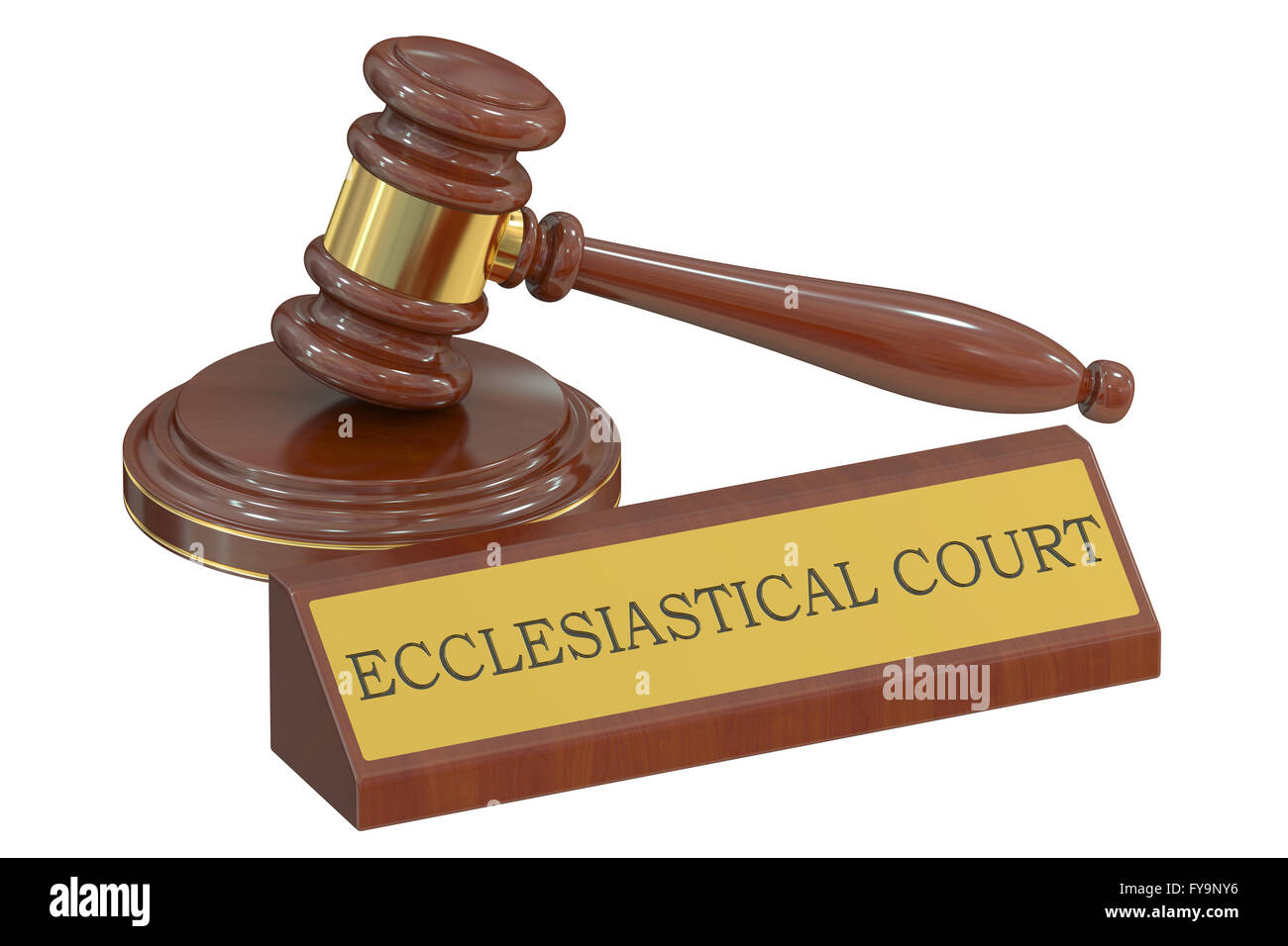 ecclesiastical court concept with gavel. 3D rendering Stock Photo