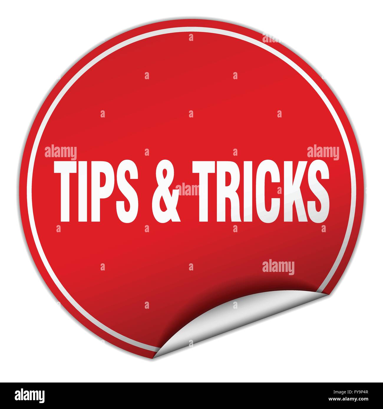 tips & tricks round red sticker isolated on white Stock Vector Image ...