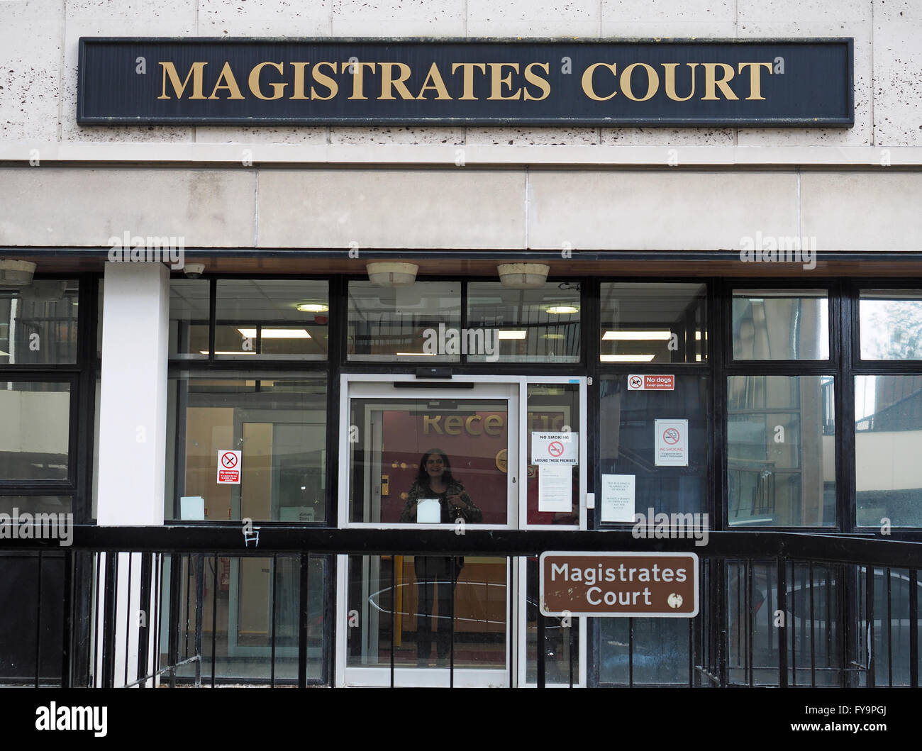A view of the front entrance to St Albans Magistrates Court in