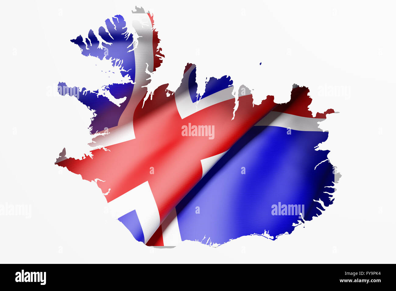 3d rendering of Iceland map and flag on white background Stock Photo ...