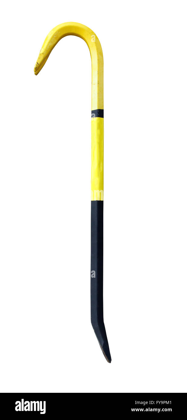 yellow and black crowbar isolated over a white background with a clipping path at original size Stock Photo