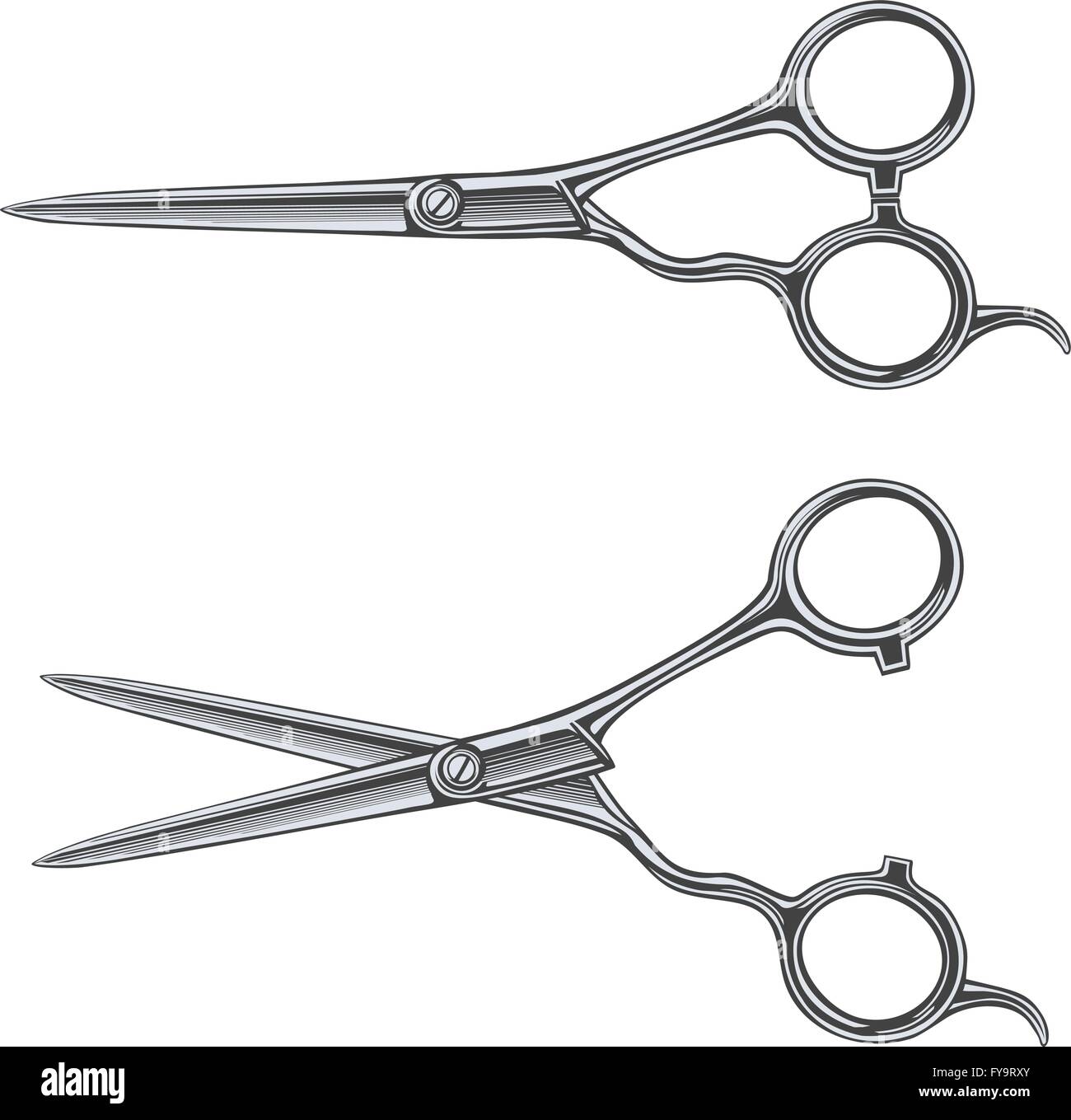 Vector illustration of Scissors in vintage engraving style on transparent background Stock Vector