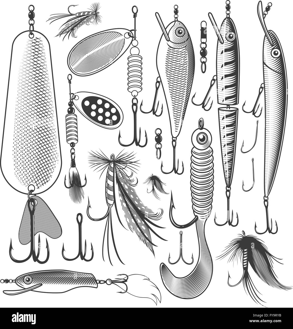 Vintage minnow lure Black and White Stock Photos & Images - Alamy