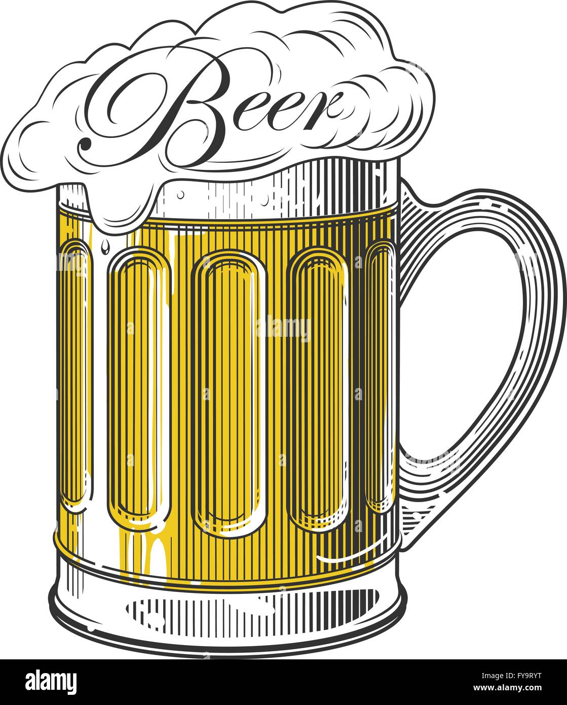 A pint of beer in vintage engraving style Stock Vector