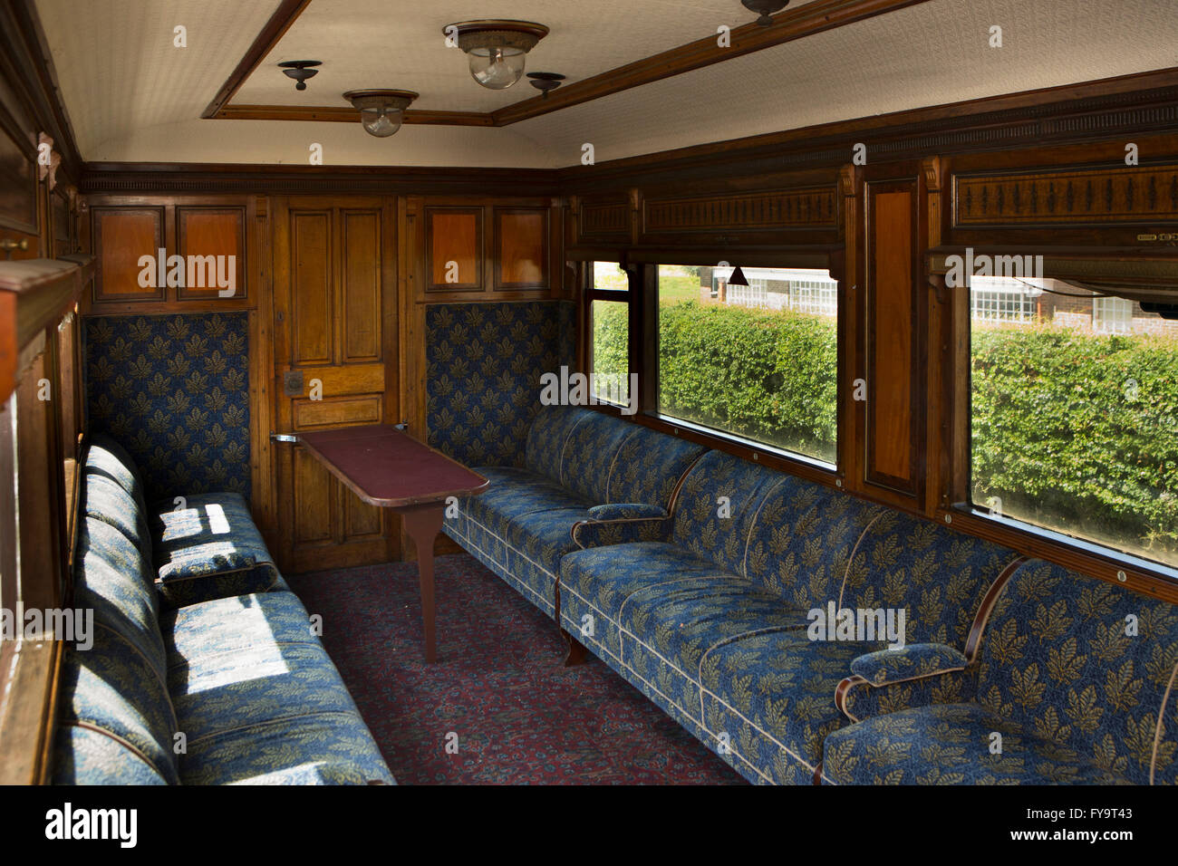 UK, East Sussex, Bodiam, Kent & East Sussex Railway, Victorian first class carriage Stock Photo
