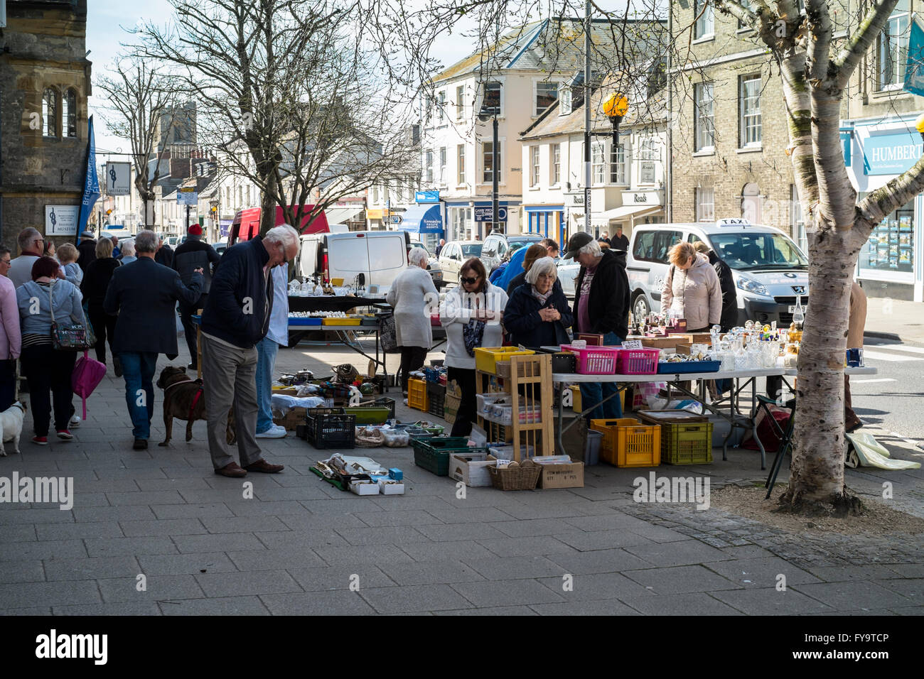 Bridport a small town in Dorset England UK street market Stock Photo