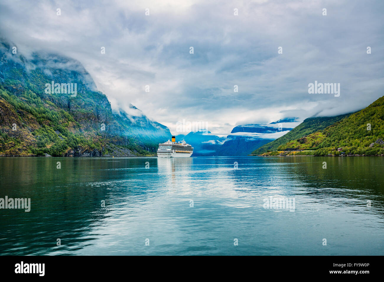 Cruise Ship, Cruise Liners On Hardanger fjorden, Norway Stock Photo
