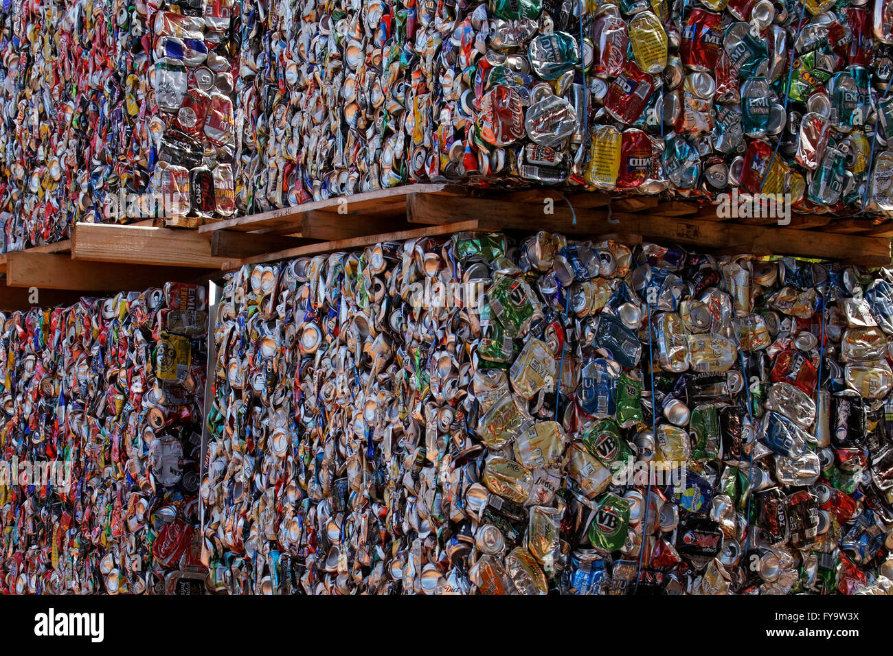 Crushed aluminum cans for recycling, Augusta Western Australia Stock