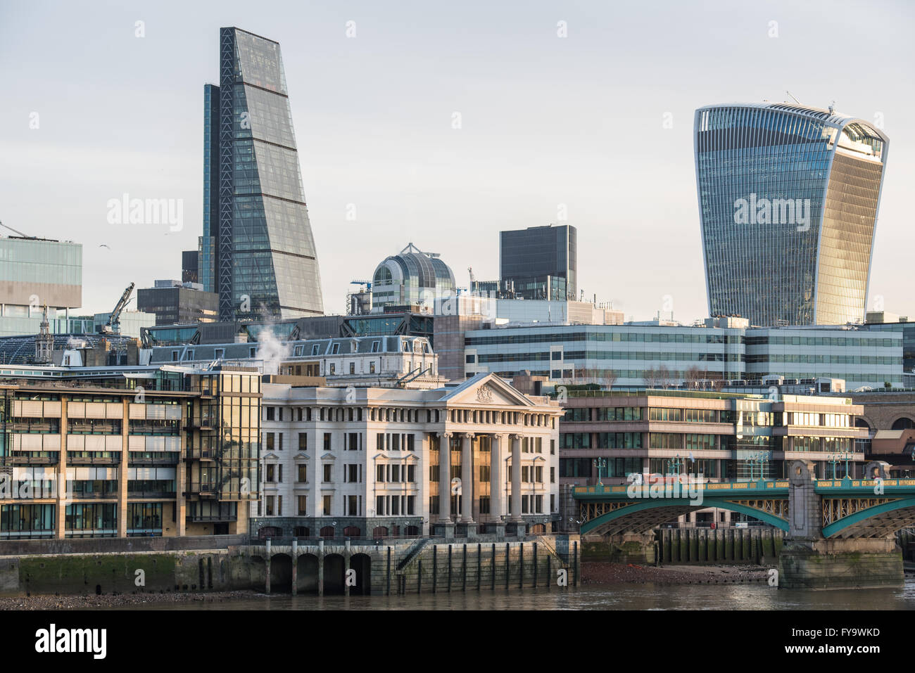 City of London skyline featuring The Cheesegrater (Leadenhall Building) and The Walkie-Talkie (20 Fenchurch Street) skyscrapers Stock Photo
