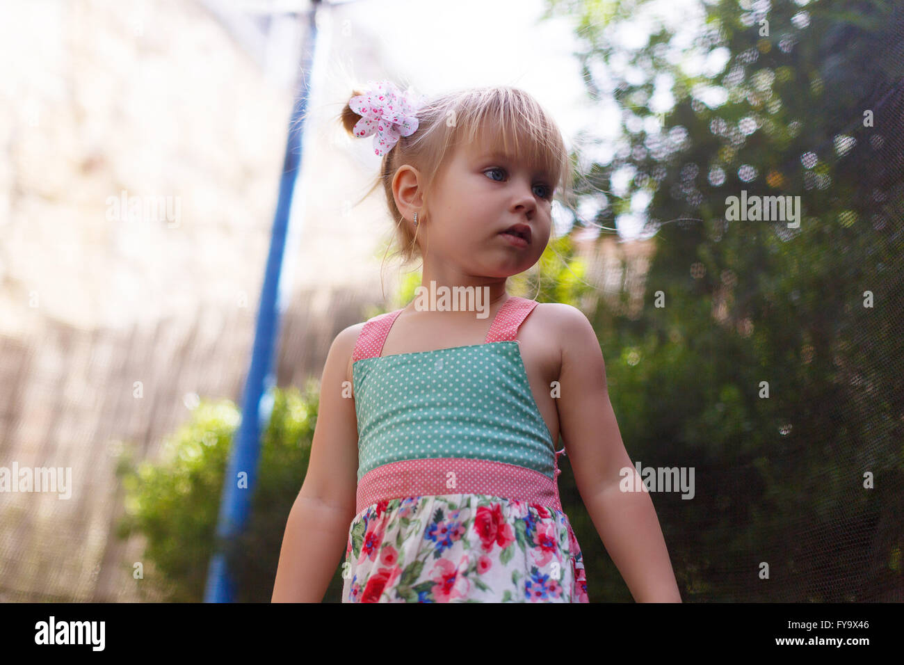 Cute Baby Girl With Blonde Curly Hair Outdoors Little Girl 2 3