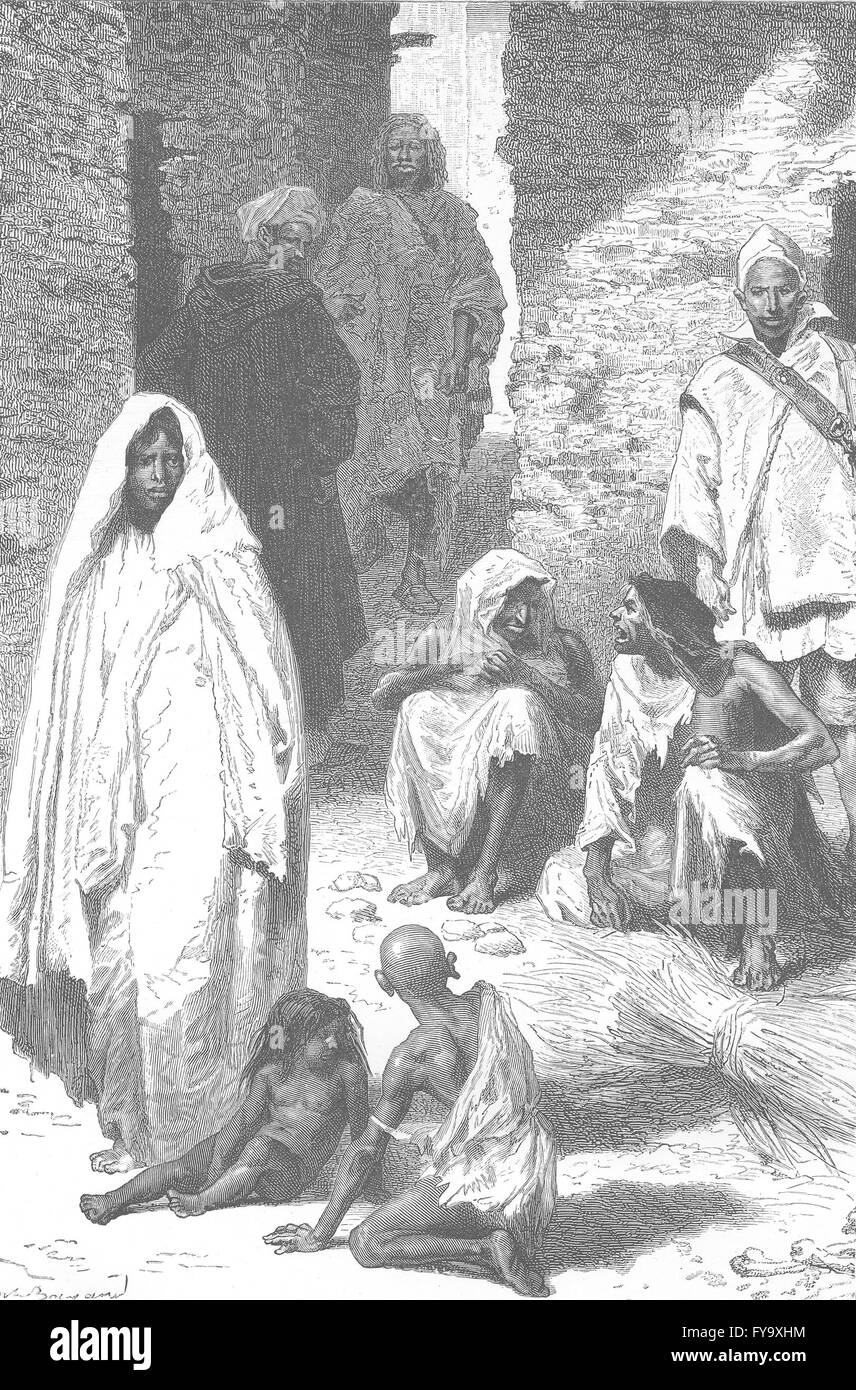 MOROCCO: People of Alkazar, antique print 1882 Stock Photo