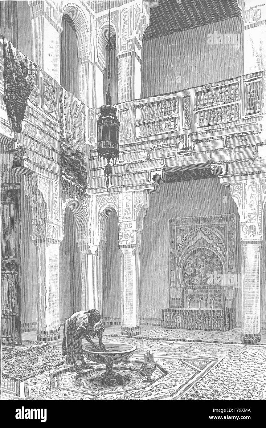 MOROCCO: Inner Ct of our house, Fes, antique print 1882 Stock Photo