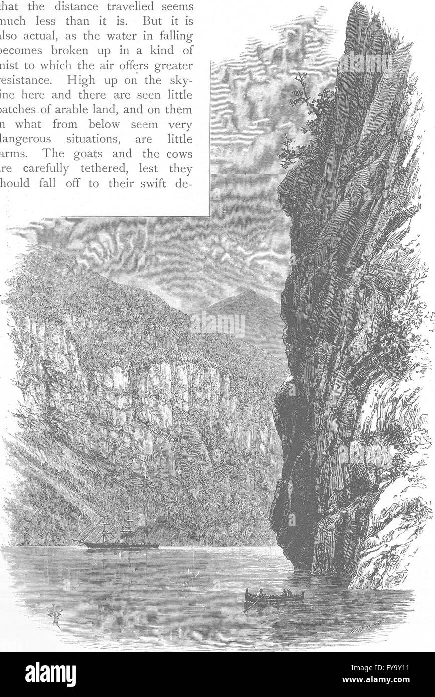 NORWAY: The Geiranger Fjord, antique print 1890 Stock Photo
