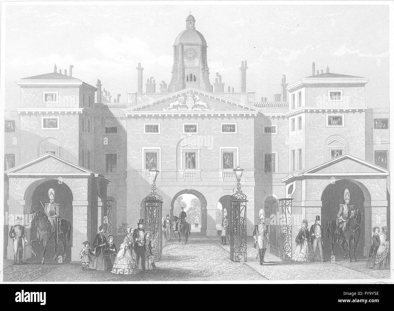 LONDON The Horse Guards, antique print c1856 Stock Photo Alamy