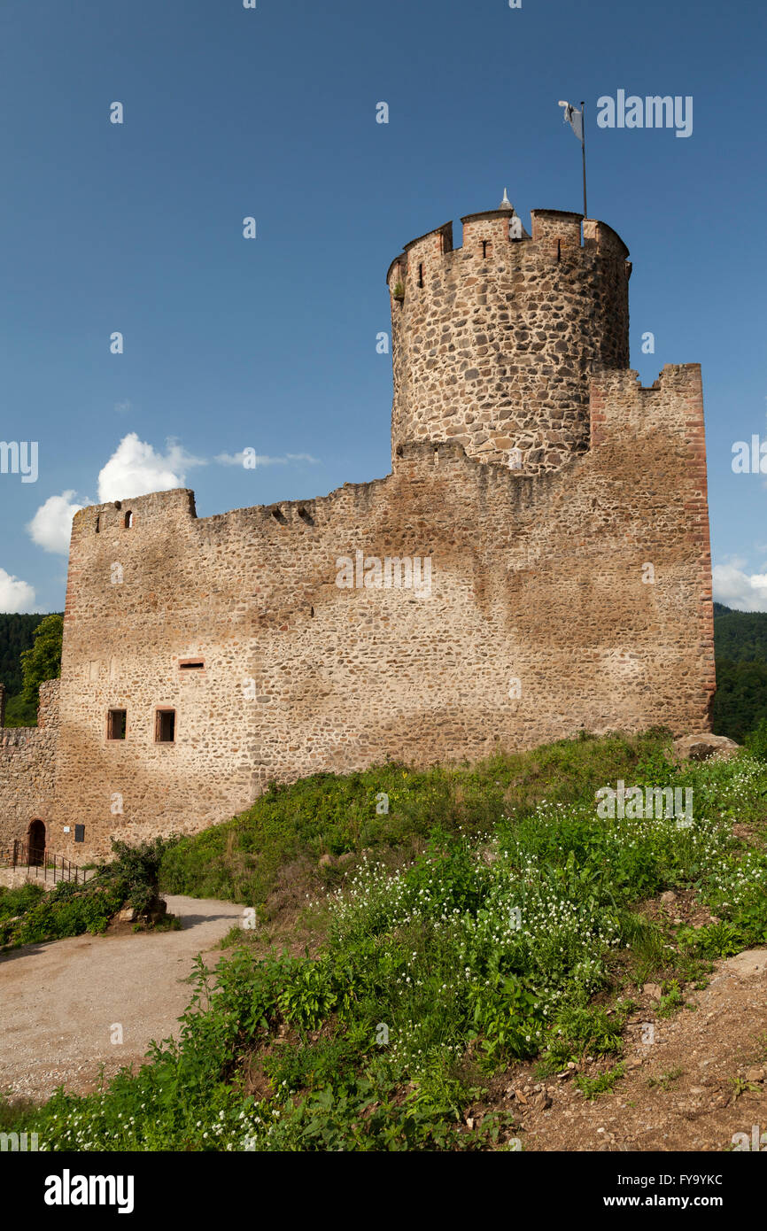 Castle ruins Sentier du Château, Kaysersberg, Alsace, France Stock Photo