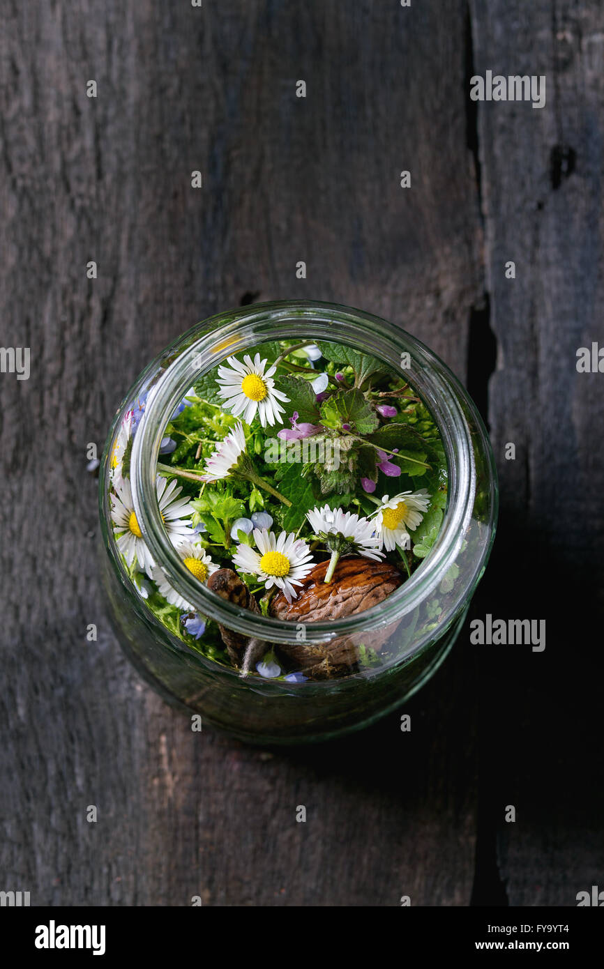 Wildflowers in glass jar Stock Photo Alamy