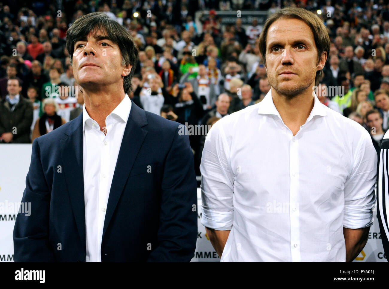 Joachim Löw, manager of the German national football team with assistant  coach Thomas Schneider, GER, qualifying game for the Stock Photo - Alamy