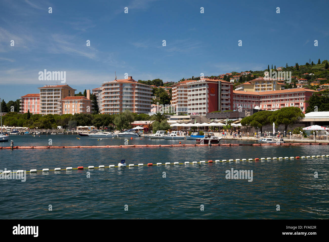 Hotels on the beach, Portorož, Piran, Adriatic coast, Istria, Slovenia ...