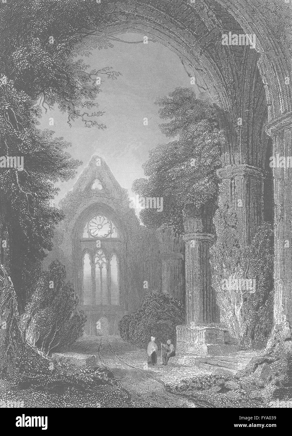 SCOTLAND: Newby Abbey, Dumfrieshire, antique print 1836 Stock Photo